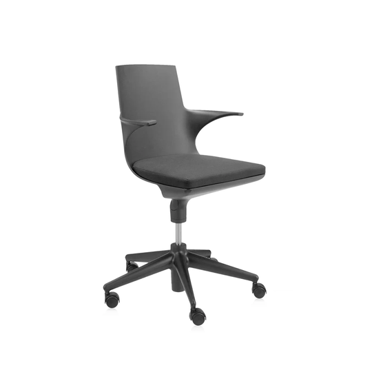 Kartell Spoon chair kontorsstol svart, svart dyna
