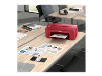 Canon PIXMA TS3352 - Multifunktionsskrivare - färg - bläckstråle - 216 x 297 mm (original) - A4/Legal (media) - upp till 7.7 ipm (bilder per minut) (utskrift) - 60 ark - USB 2.0, Wi-Fi(n) - röd