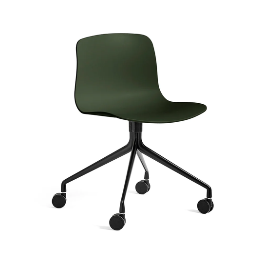 HAY About a Chair 14 kontorsstol green, svart stativ med hjul