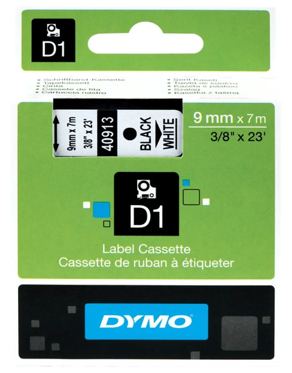 Dymo D1-märktejp 9 mm Vit