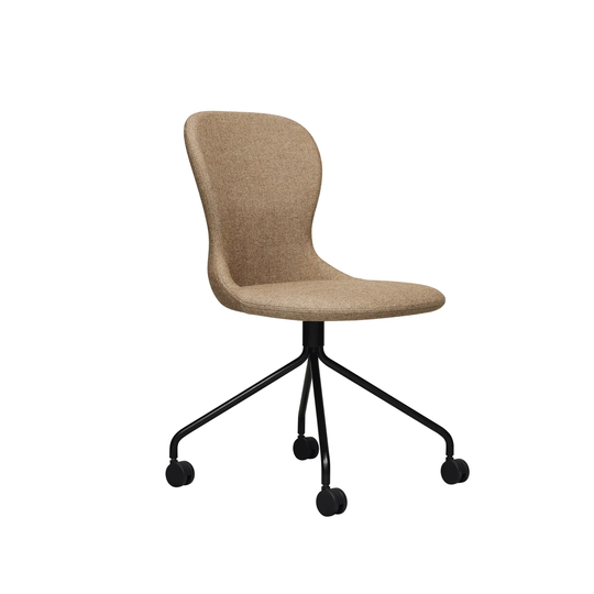 Fogia Myko kontorsstol tyg melange nap 221 beige, svart metallben med hjul, utan armstöd