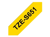 Brother TZe-S651 - Extrastark häftning - svart på gult - Rulle ( 2,4 cm x 8 m) 1 kassett(er) bandlaminat - för Brother PT-D600 P-Touch PT-3600, D800, E550, E800, P750, P900, P950 P-Touch EDGE PT-P750