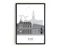 Mevrouw Emmer Poster Assen A3 zwart-wit-grijs