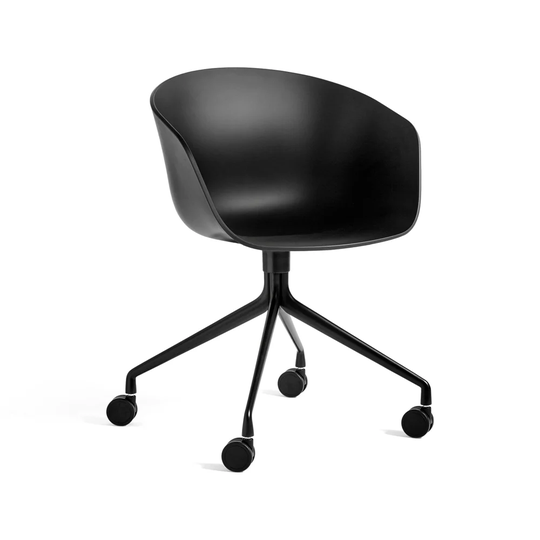 HAY About a Chair 24 kontorsstol black, svart stativ med hjul