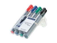 Marker Staedtler Lumocolor 356 B WP4 for flipover tavle ass. farver vandbaseret blæk 2-5 mm (etui á 4 stk.)