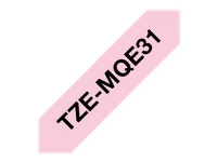 Brother TZe-MQE31 sort på pastelpink 12mm x 8m