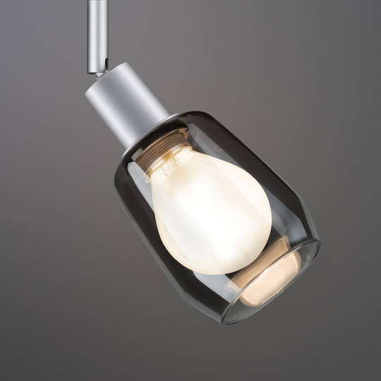 Paulmann glasskärm Vento Ø 8 cm rökgrå