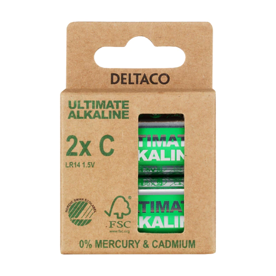 Deltaco C-batterier (LR14) Svanenmärkt- 2-pack