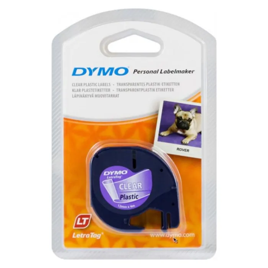 Dymo Letratag Märktejp av plast 12 mm Klar