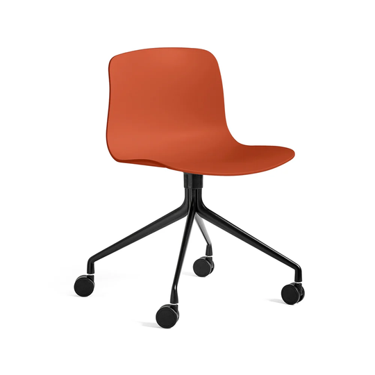 HAY About a Chair 14 kontorsstol orange, svart stativ med hjul