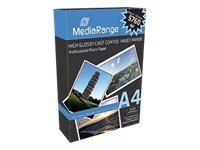 MediaRange - Högblank - bestruket - A4 (210 x 297 mm) - 160 g/m² - 100 ark fotopapper