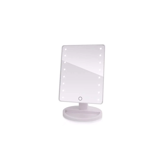 Portabel Roterbar LED Sminkspegel, Batteri & USB driven - Vit