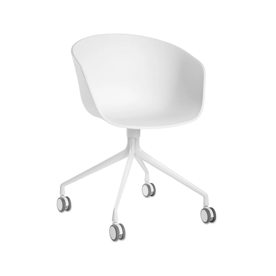 HAY About a Chair 24 kontorsstol vit, vitt stativ med hjul