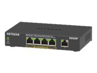 NETGEAR GS305Pv2 - Switch - ohanterad - 5 x 10/100/1000 (4 PoE) - skrivbordsmodell, väggmonterbar - PoE+ (63 W) - likström