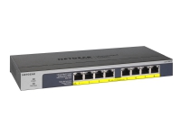 NETGEAR GS108LP - Switch - 8 x 10/100/1000 (PoE+) - skrivbordsmodell, rackmonterbar, väggmonterbar - PoE+ (60 W) - likström