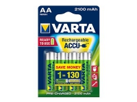 Varta -56706B, Laddningsbart batteri, AA, Nickel-metallhydrid (NiMH), 1,2 V, 4 styck, 2100 mAh