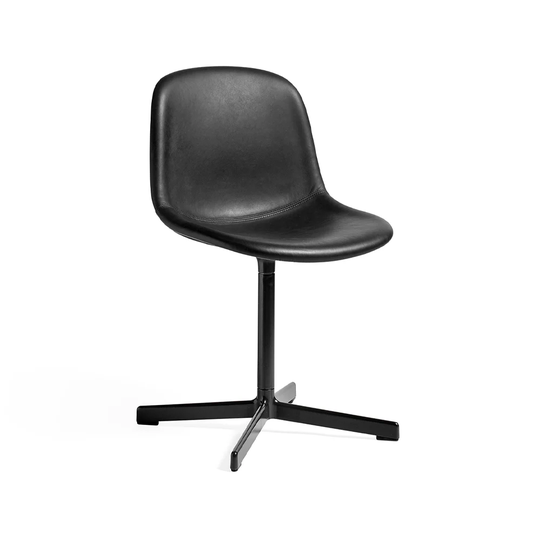 HAY Neu 10 Upholstery kontorsstol läder sense black, snurrstativ i soft black
