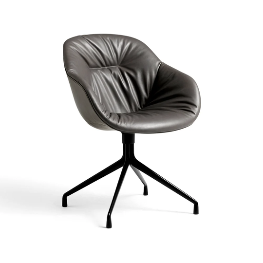 HAY About a Chair 121 Soft kontorsstol läder sense svart, svart snurrstativ