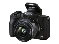 Canon EOS M50 Mark II - Live Streaming Kit - digitalkamera - spegellöst - 24.1 MP - APS-C - 4 K / 24 fps - 3x optisk zoom EF-M 15 - 45 mm IS STM-lins - Wi-Fi, Bluetooth - svart med grafitgrå lins