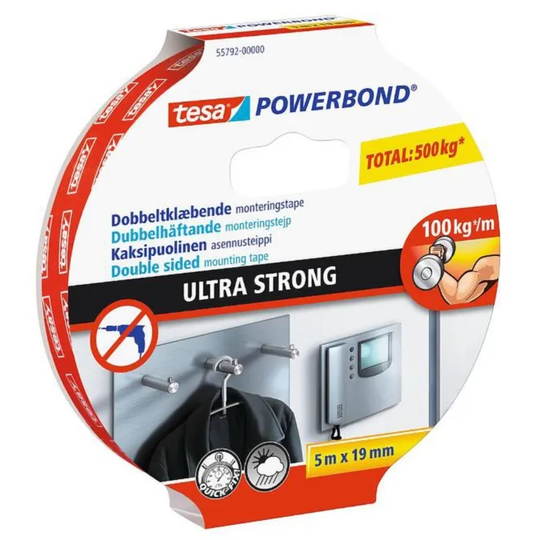 Tesa Ultra Strong Dubbelhäftande monteringstejp 5 m