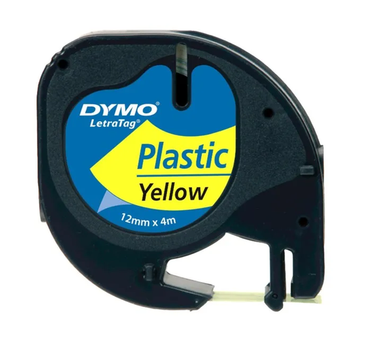 Dymo Letratag Märktejp av plast 12 mm Gul