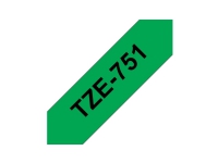 Brother TZ751 - Svart på grön - Rulle ( 2,4 cm x 8 m) 1 kassett(er) bandlaminat - för P-Touch PT-2420, 2430, 2460, 2470, 2480, 2700, 2730, 3600, 7500, 7600, 9500, 9700, 9800