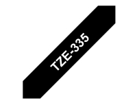 Brother TZe-335 - hvid på sort 12mm x 8m