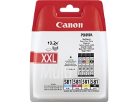 Canon CLI-581XXL C/M/Y/BK Multi Pack - 4-pack - 11.7 ml - Very High Yield - svart, gul, cyan, magenta - original - bläcktank - för PIXMA TS6251, TS6350, TS6351, TS705, TS8252, TS8350, TS8351, TS8352, TS9550, TS9551