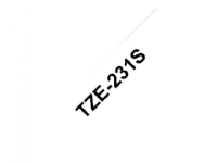 Brother TZe-231S - Svart på vitt - Rulle (1,2 cm x 4 m) 1 cassette(s) bandlaminat - för Brother PT-D210, D600, H110 P-Touch PT-1880, E800, H110, P900 P-Touch Cube Plus PT-P710