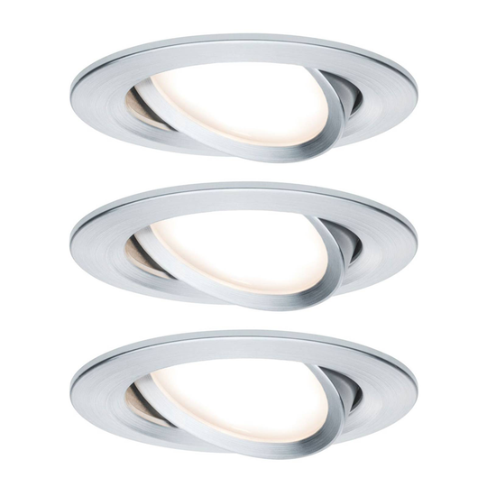 Paulmann 3-pack Slim Coin, svängbar, dimbar, alu