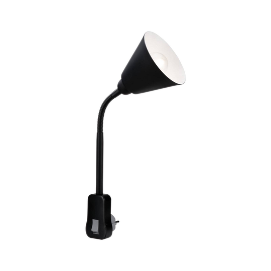 Paulmann Junus stickkontaktlampa, flexarm, svart