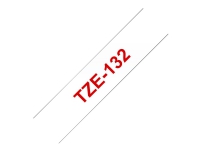 Brother TZe-132 - Rött på transparent - Rulle (1,2 cm x 8 m) 1 kassett(er) bandlaminat - för Brother PT-D210, D600, H110, P750, P950 P-Touch Cube PT-P300 P-Touch Cube Pro PT-P910