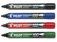 Marker Pilot 100 permanent ass. farver (sæt á 4 stk.)