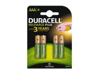 Duracell AAA (4pcs), Laddningsbart batteri, Nickel-metallhydrid (NiMH), 1,2 V, 4 styck, 750 mAh, Multifärg