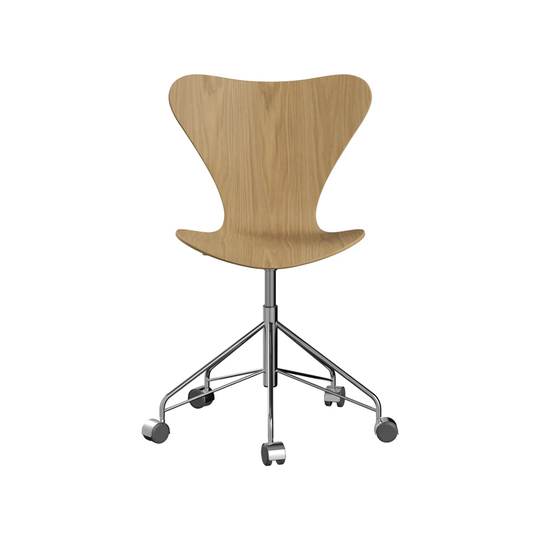 Fritz Hansen Sjuan 3117 kontorsstol oak clear lacquer, klarlackad, kromat hjulstativ