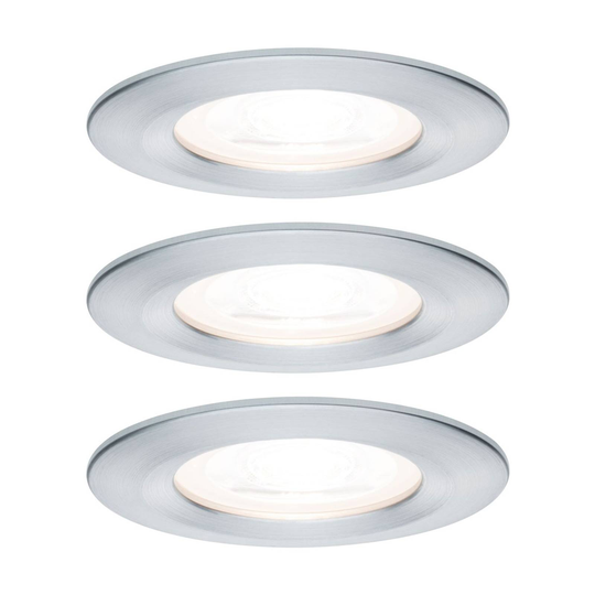 Paulmann 3-pack spot Nova rund, IP44, dimbar, alu