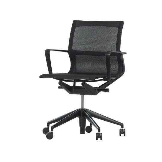 Vitra Physix kontorsstol tyg trioknit black pearl, stativ deep black, hjul