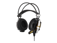 DELTACO GAMING GAM-025 - Headset - fullstorlek - kabelansluten - USB, 3,5 mm kontakt - svart