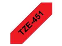 Brother TZe-451 - Standardlim - svart på röd - Rulle ( 2,4 cm x 8 m) 1 kassett(er) bandlaminat - för Brother PT-D600 P-Touch PT-3600, D800, E550, E800, P750, P900, P950 P-Touch EDGE PT-P750
