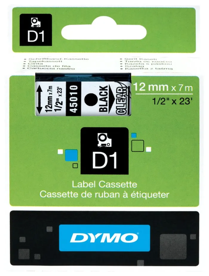 Dymo D1-märktejp 12 mm Klar