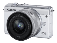 Canon EOS M200 - Digitalkamera - spegellöst - 24.1 MP - APS-C - 4 K / 25 fps - 3x optisk zoom EF-M 15 - 45 mm IS STM-lins - Wi-Fi, Bluetooth - vit