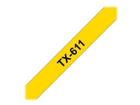 Brother TX611 - Sort på gul 6mm x 15,2m - for Brother P-Touch PT-7000, PT-8000, PT-PC