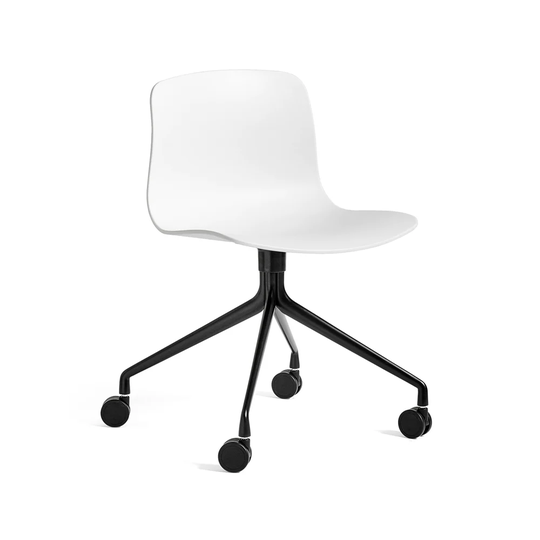 HAY About a Chair 14 kontorsstol white, svart stativ med hjul
