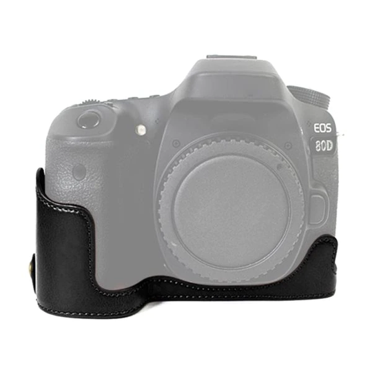 Underdelsskydd i PU läder till Canon EOS 80D / 70D Svart