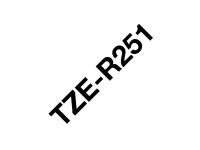 Brother TZe-R251 gavebånd 24mm x 4m - sort på hvidt satinbånd