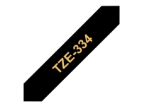 Brother TZe-334 - guld på sort 12mm x 8m