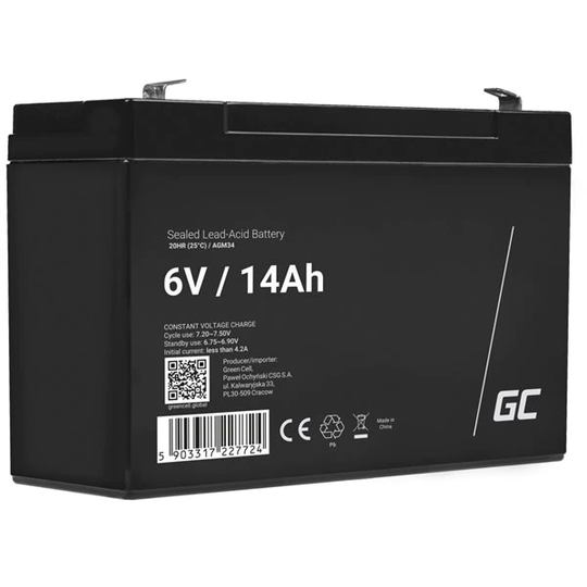 Green Cell AGM Batteri 6V 14Ah