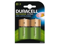 Duracell Rechargeable D Size 2 Pack, Laddningsbart batteri, Nickel-metallhydrid (NiMH), 1,2 V, 2 styck, 2200 mAh, Svart, Guld