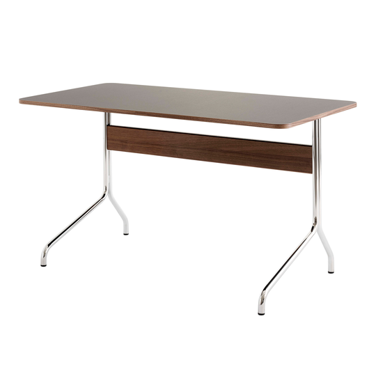 Pavilion Desk AV16 Iron Linoleum / Walnut / Chrome Base