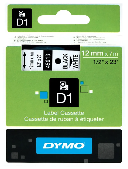 Dymo D1-märktejp 12 mm Vit